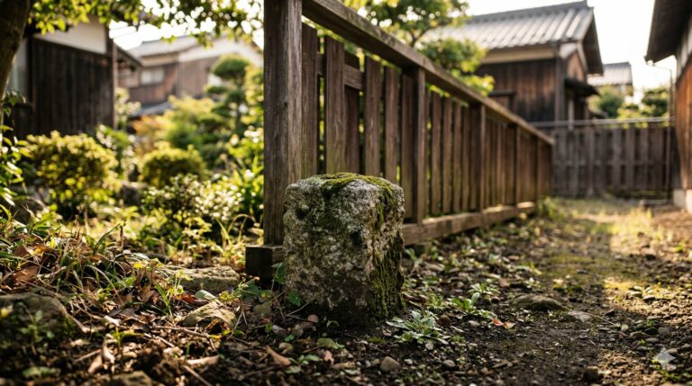 地代の適正価格 住宅地の境界杭と木製フェンス